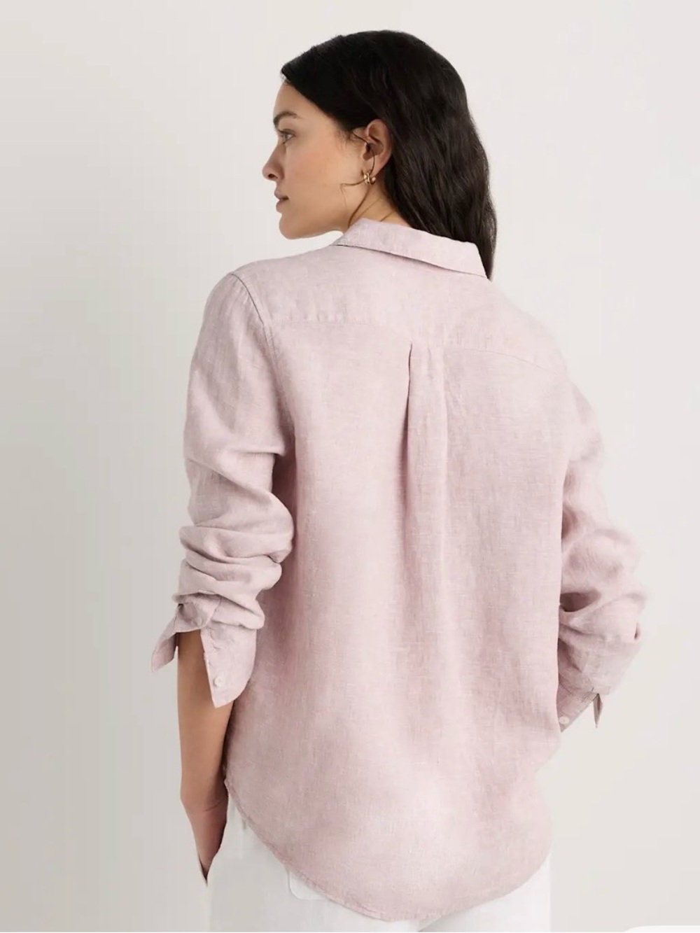 Quince 100% Linen Button-Up Shirt- Limited Edition Pink Chambray- Women’s Large - Picture 3 of 8
